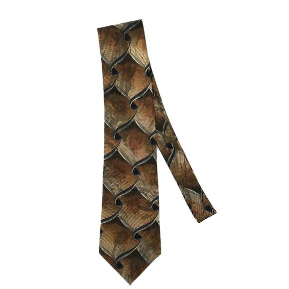 J. Ferrar Mens Necktie 100% Silk Brown Tie - 60" x 4" - Picture 5 of 9
